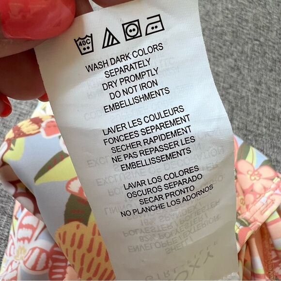 NWT Roxy Orange Sporty Floral Tropical Bikini Top Crisscross Straps Girls 16 - Picture 9 of 9